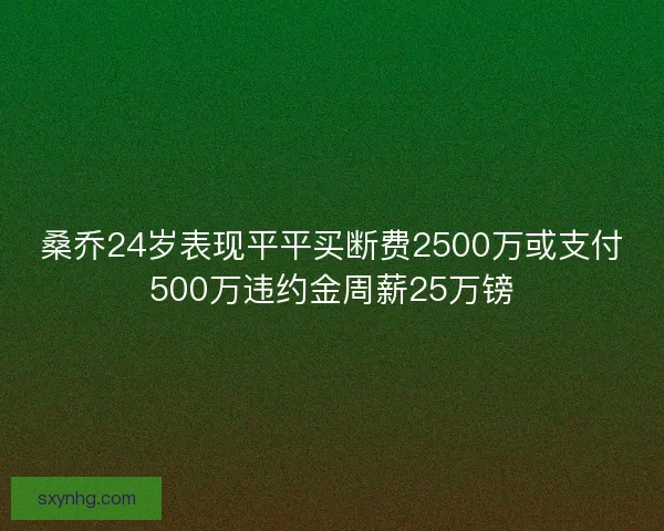 桑乔24岁表现平平买断费2500万或支付500万违约金周薪25万镑