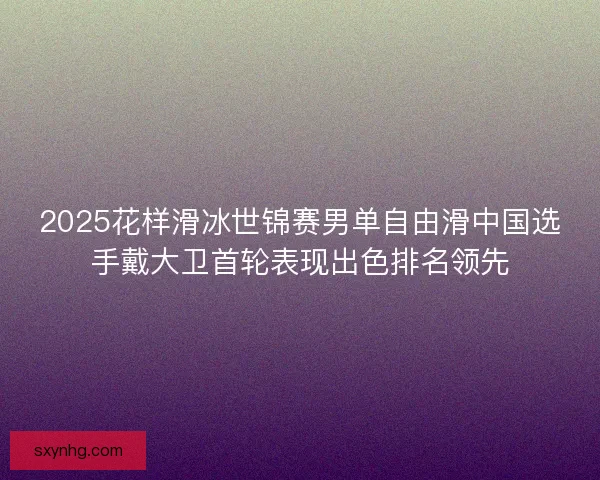 2025花样滑冰世锦赛男单自由滑中国选手戴大卫首轮表现出色排名领先