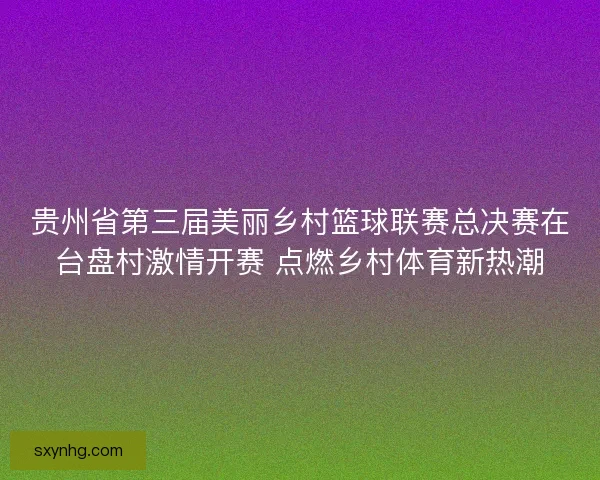 贵州省第三届美丽乡村篮球联赛总决赛在台盘村激情开赛 点燃乡村体育新热潮