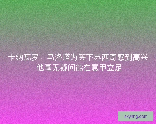 卡纳瓦罗：马洛塔为签下苏西奇感到高兴 他毫无疑问能在意甲立足